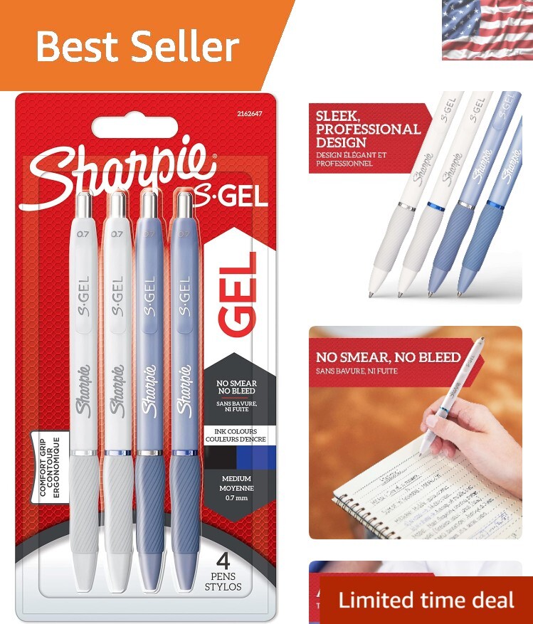 Elegant Frost Blue & White Pearl 0.7mm Gel Pens – 4 Count with Comfortable Grip