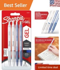 Elegant Frost Blue & White Pearl 0.7mm Gel Pens – 4 Count with Comfortable Grip
