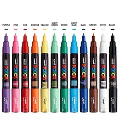 Posca Paint Pens Marker Extra Fine PC-1M 12C 12 Colors set N2