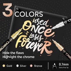 3Pcs Chrome Paint Markers, Permanent Mirror Liquid Chrome Pens for Plastic, M…