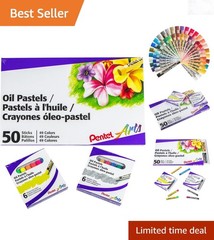 Vibrant 50-Color Oil Pastel Set with Metallic & Fluorescent Shades