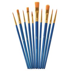 10 Pack 100 Pcs Paint Brushes 5/8, 8, 4, 6, 5, 3, 2, 1, 2/0, Multicolor