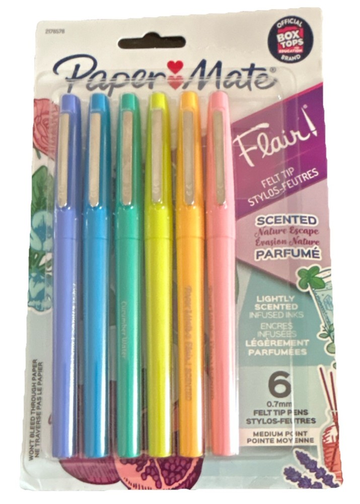 Paper Mate Flair Scented Felt Tip Pens Multicolor 6-Pack Medium 0.7mm