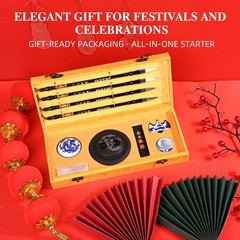 I-MART Chinese Calligraphy Set for Beginners with 12 x 6 x 2.25 inches, Black
