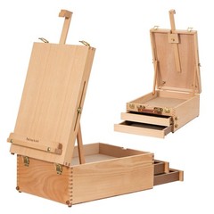 Falling in Art Wooden Tabletop Easel Box, Beechwood Sketchbox Table Easel with S