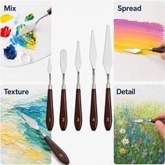5-Piece Stainless Steel Palette Knife Set – Artist Oil Painting Scraper Spatulas