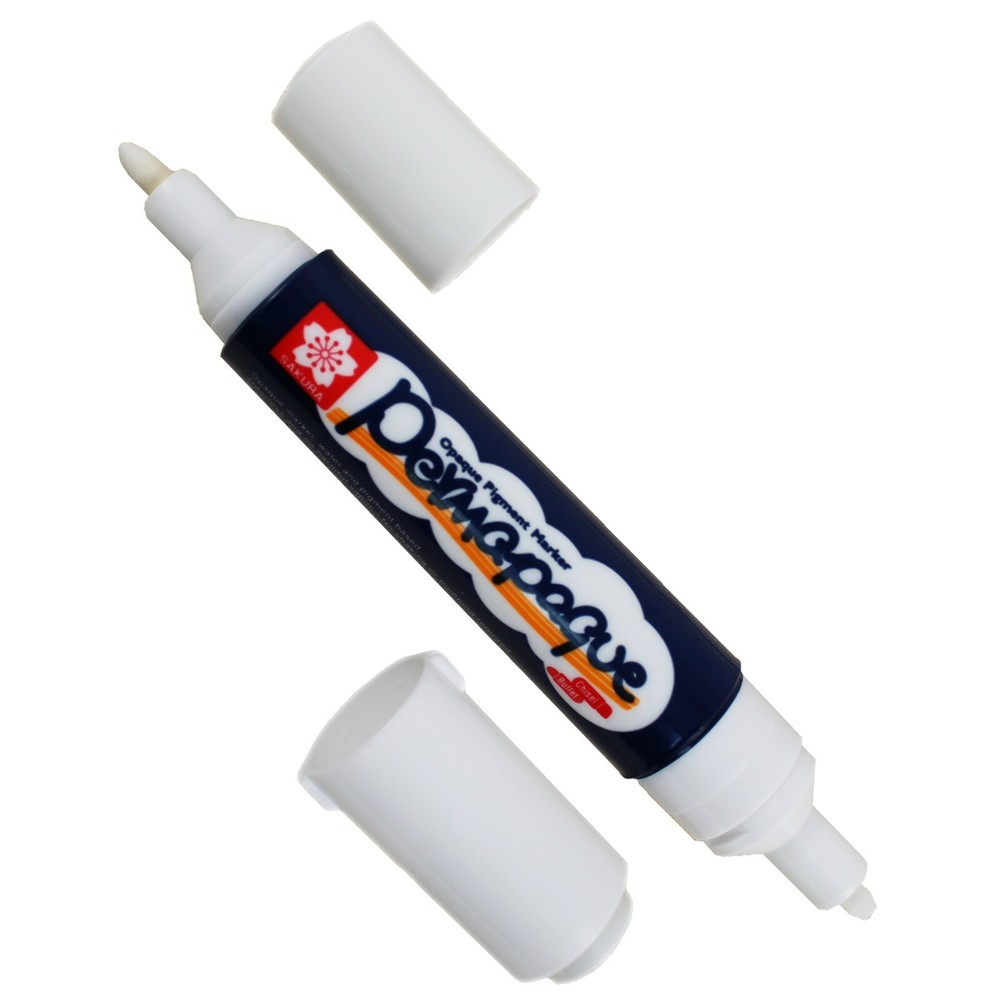 Sakura Permapaque Opaque Dual Pt Paint Marker, White, Chisel/Bullet, Pack of 1