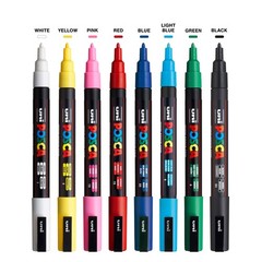 uni POSCA PC-3M Water-Based Paint Markers Reversible Fine Tip Assorted 8 PCS