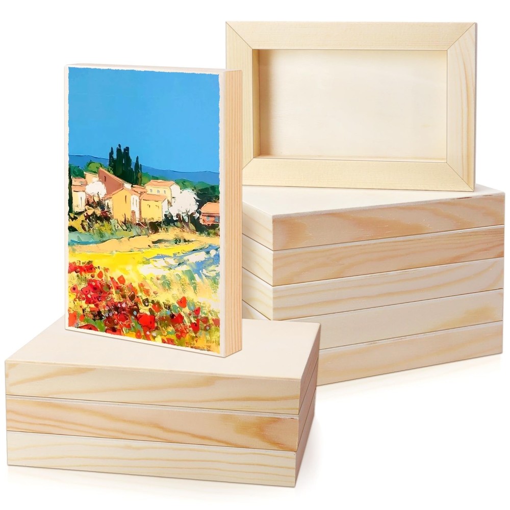 10 Pack 4 x 6 inch Wood Panel Boards, Unfinished Wood Canvas Panels for Craft…