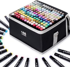 168 Colors Alcohol Markers Set Dual Tip Fine & Chisel Professional Art Marker…