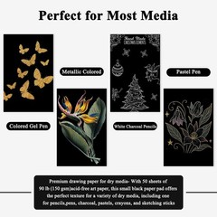 Fuxi Black Paper Sketchbook, 2-Pack – 5.5″ x 8.5″ | 90lb/150gsm Black Sketch …