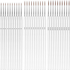 30Pcs Fine Tip Detail Paint Brushes, Miniature Liner Brushes #0 #00 #000