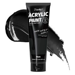 JusArt Acrylic Paint Black Tubes 250ml (8.45 8.45 Fl Oz (Pack of 1),