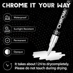 3Pcs Chrome Paint Markers, Silver Permanent Mirror Liquid Chrome Pens for Plasti