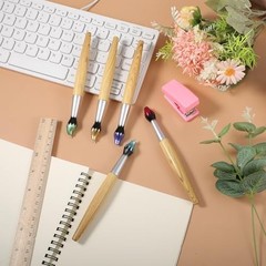 30 Paintbrush Pens – Retractable Bamboo Ballpoint Pens for Art Gifts & Party Fav