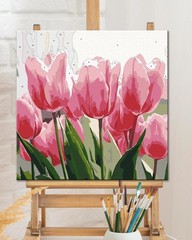 Framed Paint by Numbers Kit for Adults Beginner, Tulip Paint by Number with Fram