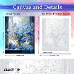 Blue Flowers in Window Paint by Numbers Kit for Adults, Landscape Adult Paint by