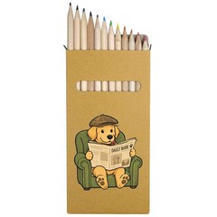 12 x ‘Dog Wearing Flat Cap Reading Newspaper’ Long Colour Pencils (PE00097573)