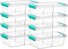 8 Pack 1.5Qt Clear Pencil Box with Removable Divider, Plastic Pencil Case Cra…