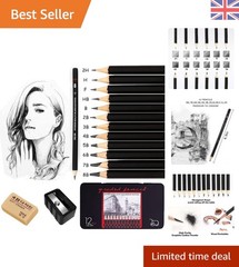 Ultimate 12-Count Sketching Pencil Set in Elegant Iron Box – Beginner to Pro