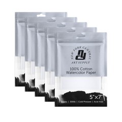 Watercolor Paper – 5×7-5 Packs of 5-25 Sheets Total – 300 lb. Cold Press – 10…