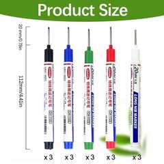 Long Head Deep Hole Marker Pens 15PCS Long Nib Marker 20Mm Quick Dry Waterproof
