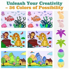 36 Colors Markers with Coloring Book Set Brush & Fine Dual Tip No Bleeding Pr…
