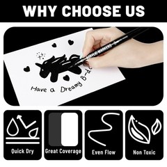 Black and White Acrylic Paint Markers, 12 Pack Dual Tip with Fine Tip and Bru…