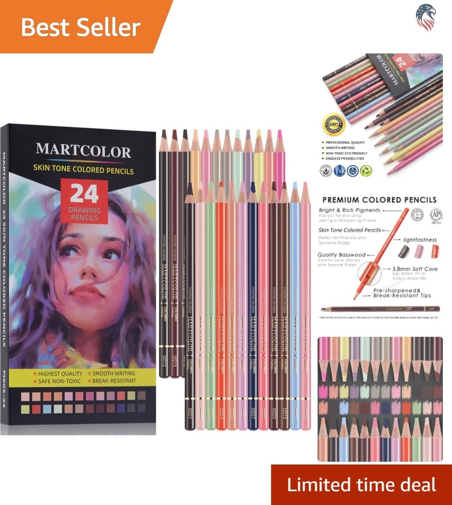 24 Colors Skin Tone Colored Pencils Set for Portraits Drawing Sketching Art S…