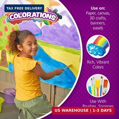 Colorations Paraben-Free Simply Washable Tempera Paint, Rainbow Plus 8 Pack, Mat
