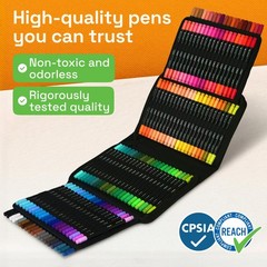 Acrylic Paint Pens Set – Dual Tip Brush & Fine Markers for Calligraphy, Fabric,