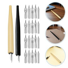 2 Sets Wooden Pen Fountain Pens Artist Water Brush Holders