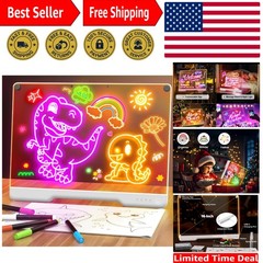 16-Inch Rechargeable LED Drawing Board, 9-Color Light Modes, Neon Art Dry Era…