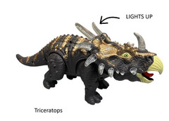 Walking Triceratops Dinosaur Toy With Lights And Sounds (Gray)