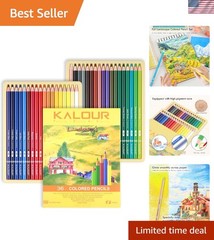Vibrant 36-Piece Wooden Colored Pencil Set with Colorless Blender for Blending
