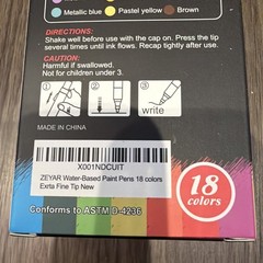 ZEYAR Water-Based Paint Markers, Extra Fine Tip (Pack 18), 18 Colors Brand New