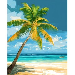 Paint by Numbers Kit for Adults Beginner, Coconut Tree Adult Paint by Number Kit