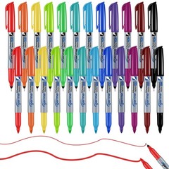 24 Pack Color Permanent Markers, Fine 1 Count (Pack of 24), 24 pack 12 color