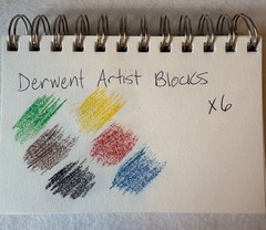 Derwent colored pencils & color blocks multi media set of 12, tin case, open box