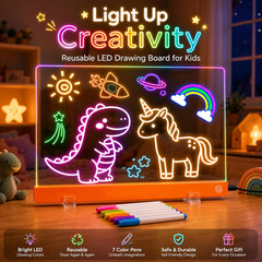 16-Inch LED Drawing Board for Kids | Light Up Doodle Board Glow Drawing Tablet |