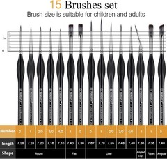 AIEX 9-Piece Fine Detail Paint Brush Set for Acrylic, Watercolor, and Oil Art