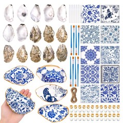 20 Set Oyster Shells for Crafts, 4″-6″ Natural Flat Oyster Shells with Chinoi…