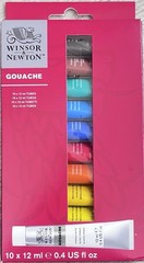 Winsor & Newton Gouache 10pc Tubes 0.4 oz Assorted Colors New