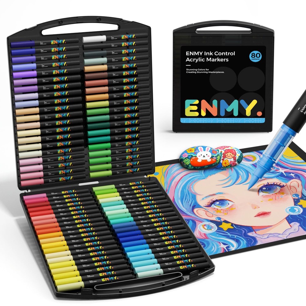 80 Colors Acrylic Paint Markers, Direct Liquid Acrylic Paint Marker Pen, Fabr…