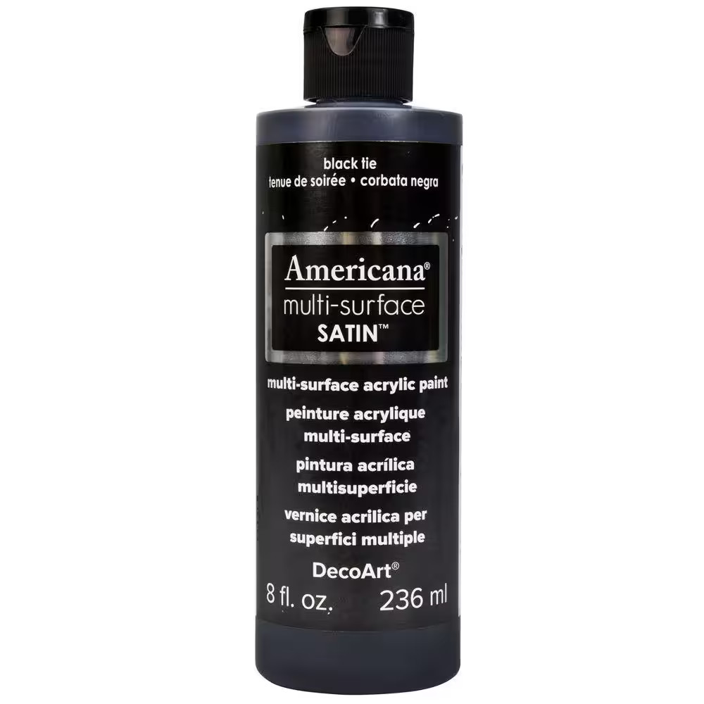 Americana 8 Oz. Black Tie Satin Multi-Surface Acrylic Paint Free Ship NEW
