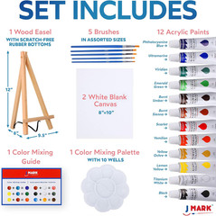 Painting Kit Includes Acrylic Paint Set, 8 X 10 In. Canvases, Brushes, Palette a