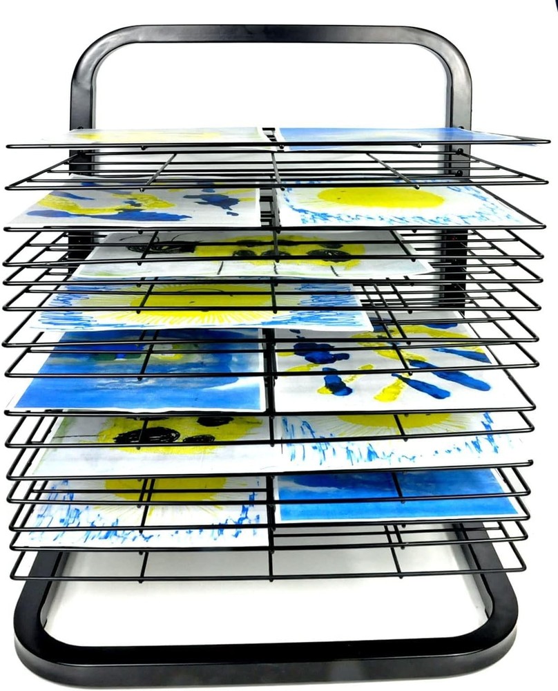 Joymaney Art Drying Rack | Mobile Metal Art Storage Rack with Removable Shelv…