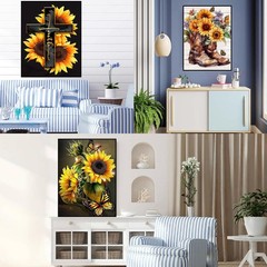 Sunflowers Diamond Art Kits for Adults, 3 Packs Fall Diamond Painting Kits, 5D d