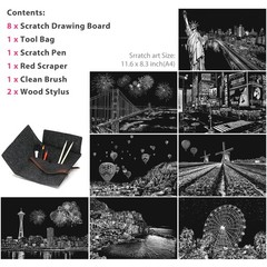 Scratch Painting Kits for Adults & Teens, 11.6 x 8.3 inches, America / Europe