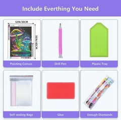 Mushroom Diamond Art Painting Kits for Adults – 5D 12×16 inches,